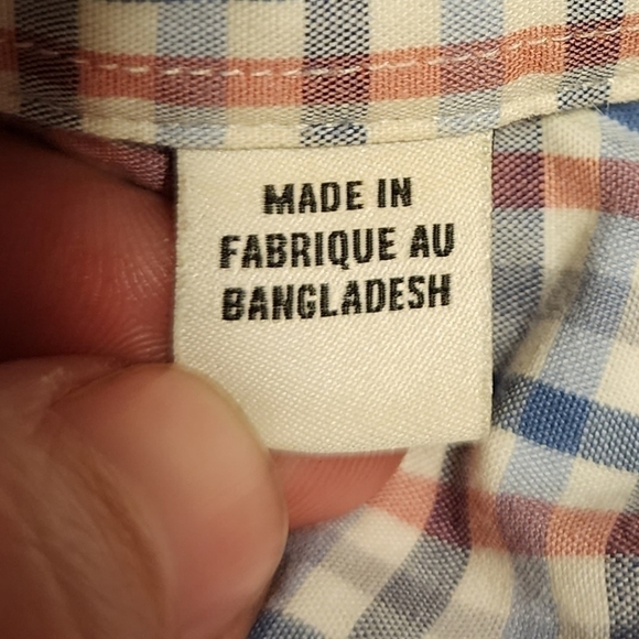 Ben Sherman Tailored Skinny Fit Men's 16.5 34-35 Red Blue Plaid Button Shirt EUC - Picture 7 of 9